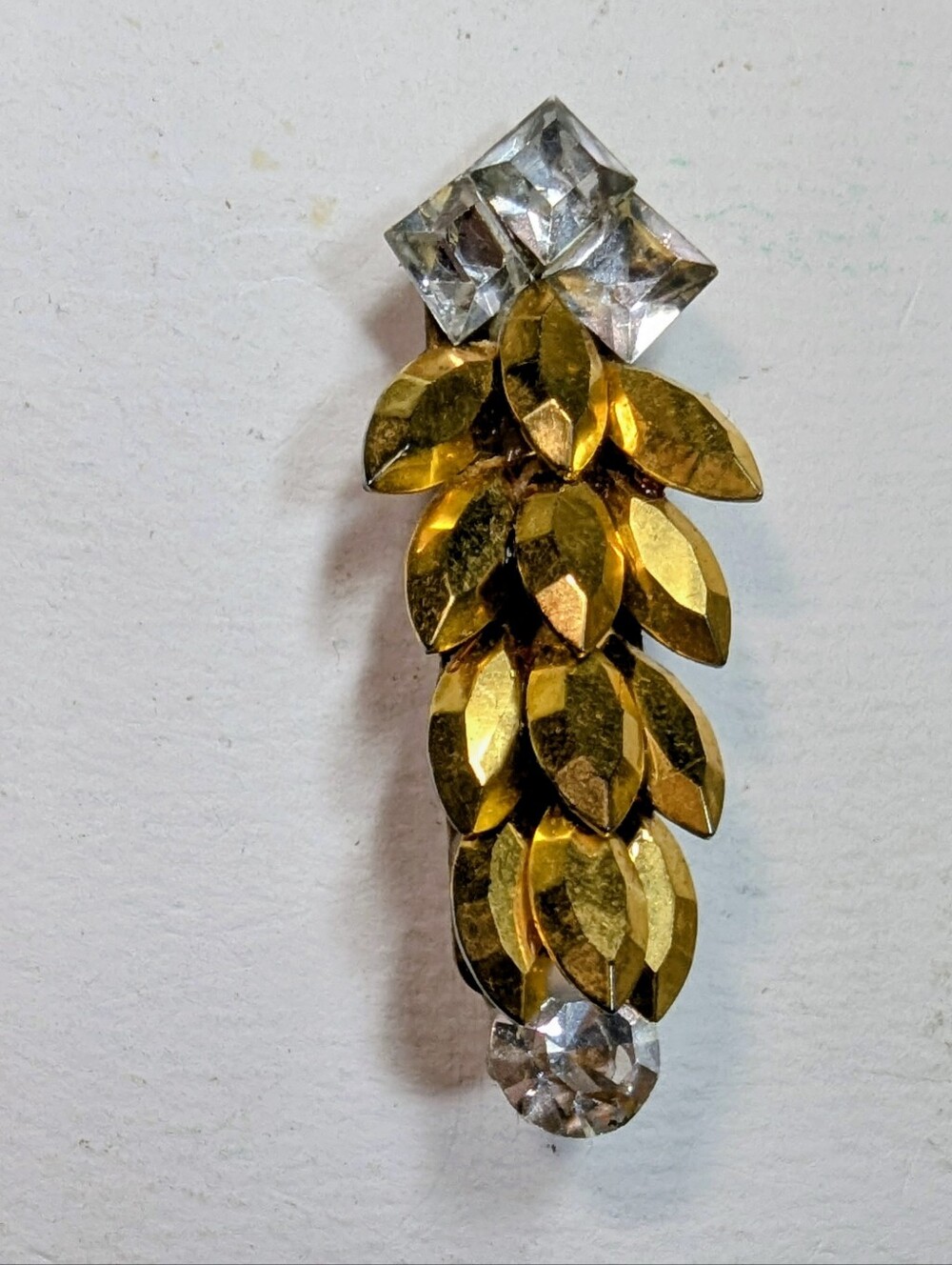 Wendy Gell broach Gold And Crystal Swarovski Squares And Navets.